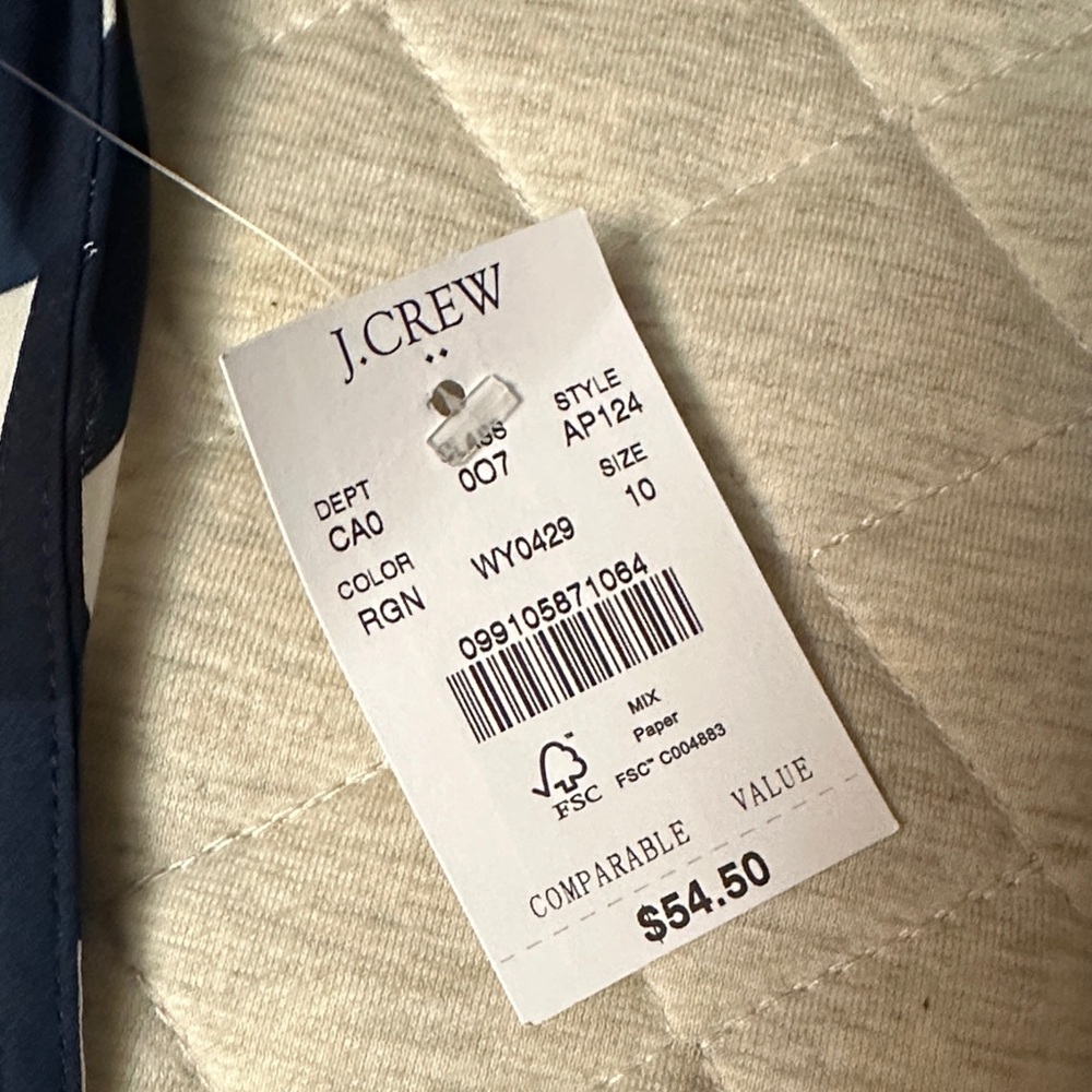 J. Crew Navy and White Checkered Tank Top, size 10 - Picture 3 of 4